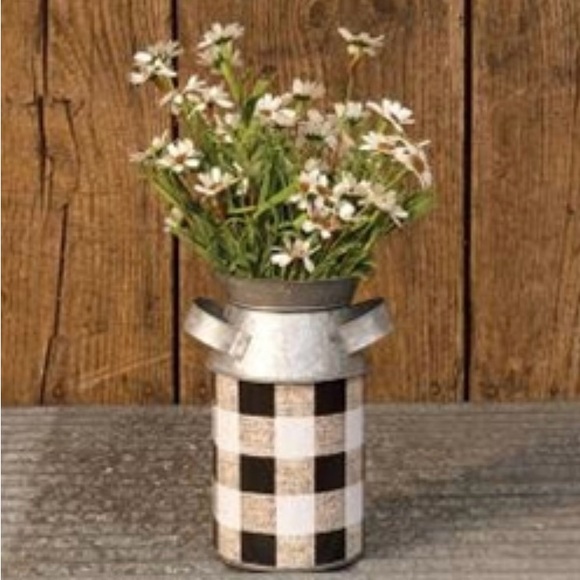 *Black & White Buffalo Check Milk Can, Large 9.25” - Picture 13 of 13